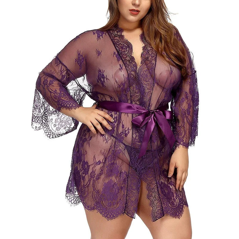 robe de chambre transparente violet